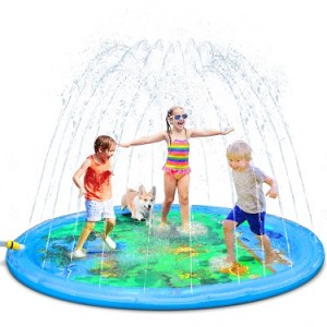 Splash Pad for Toddlers, 68” Outdoor Summer Sprinkler for Kids, Babies, and 1-12 Years Old Boys & Girls, Wading Splash & Sprinkler Water Toys for Fun Games, Party, and Play